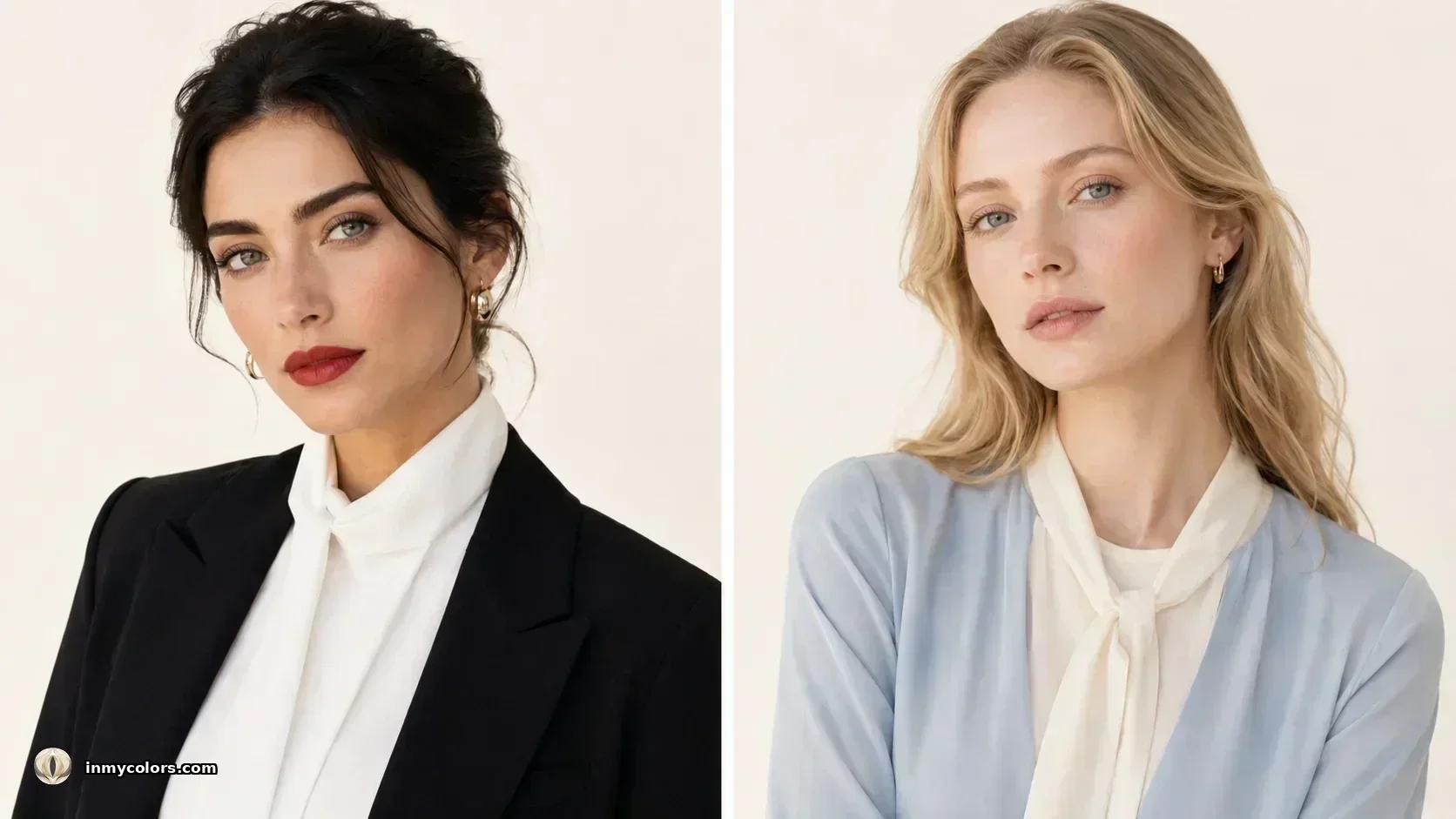 High contrast vs low contrast colouring — Winter-type high contrast versus Summer-type low contrast