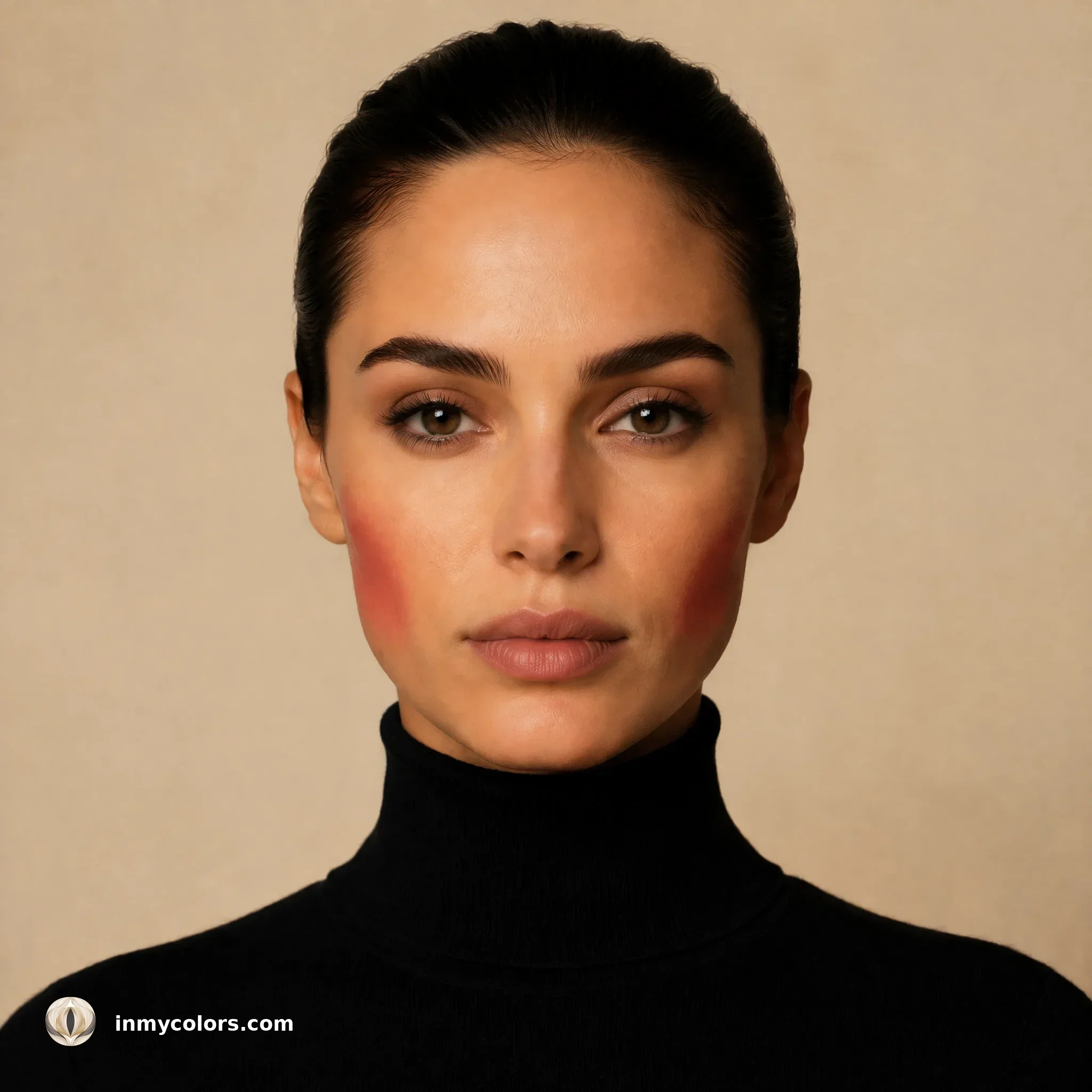 Oval face shape with incorrect blusher placement shown — too low toward the jaw