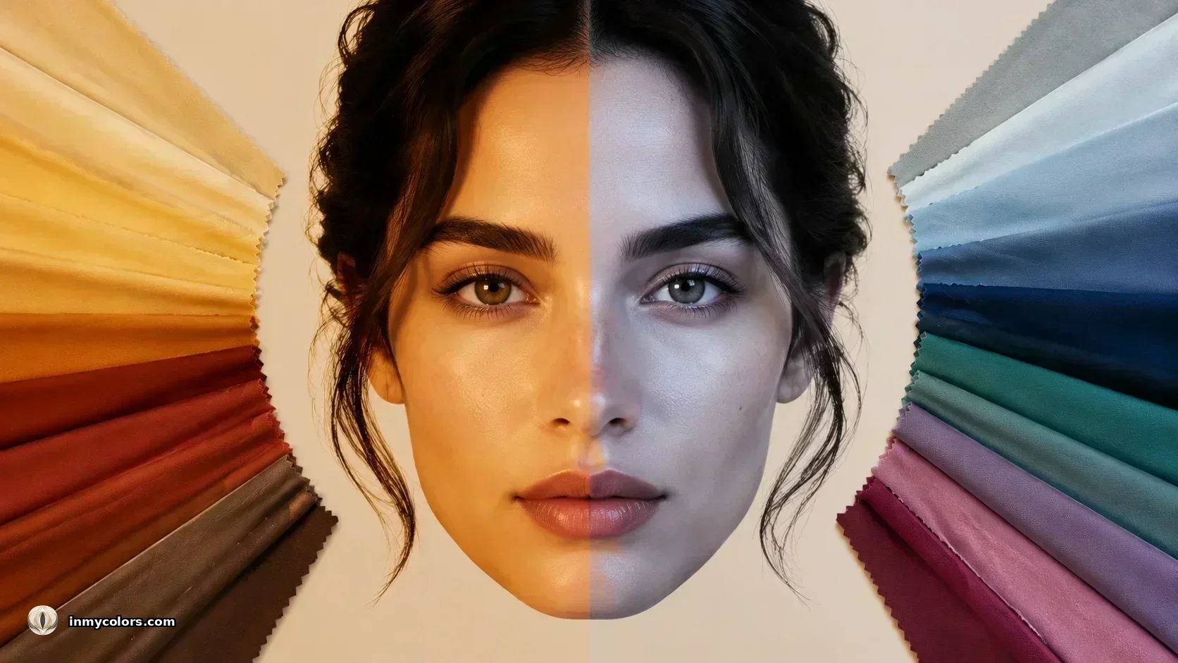 Warm vs cool skin undertone comparison using draping fabrics in a personal colour analysis session